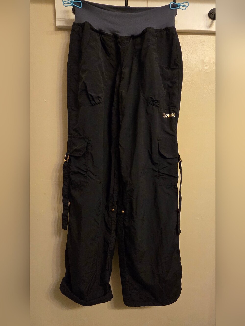 Vintage Zumba Spicy Black Cargo Track Pants S Streetwear Dance Techwear Baggy